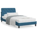 vidaXL Posteljni okvir z vzglavjem moder 100x200 cm žamet | Shoptok.si