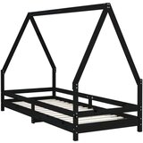 Otroški posteljni okvir črn 80x200 cm trdna borovina, (20916940) | Shoptok.si