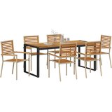  Vrtni set za objed 7 pcs Bež i smeđa poliratan | shoptok.hr