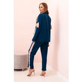 Kesi Włoski Women's set with viscose – blazer with lapels and trousers with a sea green stripe | ePonuda.com