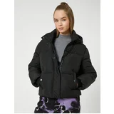 Koton Short Puffy Coat Hooded Zipper Pocket Detail.