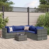 Maison Chic Seti vrtnega pohištva - Vrtna garnitura - Vrtni pohištvo set 6-delna z blazinami siv poli ratan, (21805013) | Shoptok.si