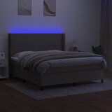  box spring s madracem LED smeđesivi 180x200 cm tkanina | shoptok.hr