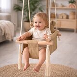 Ginger Home Dječja drvena ljuljačka Medo s pamučnim sjedalom i naslonom, do 30 kg, 28x28x196 cm | shoptok.hr