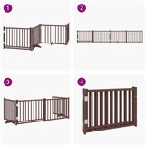 vidaXL Ograda za pse z vrati zložljiva 4 paneli rjava 320cm topolovina | Shoptok.si
