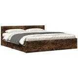 Maison Chic Posteljni okvir - Dvoposteljna postelja - Zakonska postelja z vzglavjem dimljen hrast 180x200 cm inž. les, (21695560) | Shoptok.si