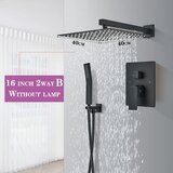 Wanmivezlo Kopalniška tuš pipa, mat črna površina, LED dežni tuš glava, 2 način 16inch B, (5000159300) | Shoptok.si