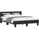  Okvir kreveta s uzglavljem crni 140x190 cm konstruiranog drva | shoptok.hr