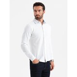 Ombre Men's knitted SLIM FIT long sleeve shirt - white | Eponuda.ba