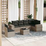 Maison Chic Seti vrtnega pohištva - Vrtna garnitura - Vrtni pohištvo set 7-delna z blazinami siv poli ratan, (21803040) | Shoptok.si