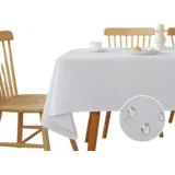 Vodoodporen prt Meioro vodoodporen in madežoodporen, praljen poliester 140 x 250 cm, bela pravokotna zaščitna prevleka za mizo, proti gubam, (5000248174)
