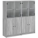  Regal za knjige s vratima boja hrasta 136x37x142 cm drveni Siva | Shoptok.si