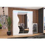 ADRK Klizni ormar s ogledalom i LED rasvjetom MEDISON, 180 cm - BIJELA | shoptok.hr