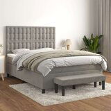  Box spring postelja z vzmetnico svetlo siva 140x200 cm žamet, (20900162) | Shoptok.si