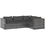 The Living Store Vrtna sedežna garnitura 4-delna z blazinami poli ratan siva - Vrtna Sedežna Garnitura, (21421609) | Shoptok.si