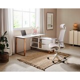Venda kotna pisalna miza les, leseni material bela, barve hrasta | Shoptok.si