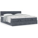 vidaXL Otomanski posteljni okvir z vzmetnicami siv 200x200cm žamet | Shoptok.si