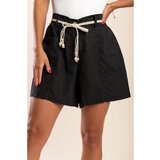 Fenzy Lanene Kratke Hlače S Pasom, Črne | Shoptok.si
