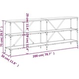 vidaXL Konzolna mizica dimljen hrast 200x30x75 cm inž. les in železo | Shoptok.si