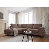 Miuform Rjava raztegljiva kotna sedežna garnitura iz rebrastega žameta (levi kot) Lofty Lilly – | Shoptok.si