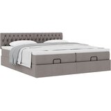  Otomanski okvir kreveta s madracima smeđesivi 200x200cm tkanine | shoptok.hr