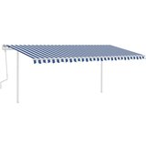 vidaXL Ročno zložljiva tenda z LED lučkami 5x3,5 m modra in bela | Shoptok.si