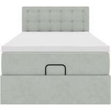 vidaXL Otomanski posteljni okvir z vzmetnico siv 100x200 cm žamet | Shoptok.si