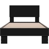 vidaXL Posteljni okvir črn 75x190 cm inženirski les in kovina | Shoptok.si