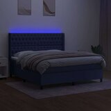 vidaXL Box spring postelja z vzmetnico LED modra 180x200 cm | Shoptok.si