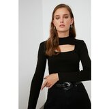 Trendyol black window detailed knitted blouse Cene