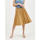 Orsay Light Brown Women's Leatherette Pleated Skirt - Ladies Cijene