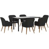  7-dijelni vrtni blagovaonski set s jastucima crni | shoptok.hr
