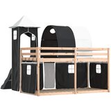  Krevet na kat s toboganom i zavjesama bijelo-crni 80 x 200 cm | shoptok.hr