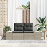 vidaXL 2-sedežni vrtni kavč z blazinami siva poli ratan | Shoptok.si