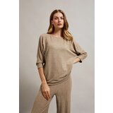 Moodo Women's sweater decorated with metallic thread - beige Cene