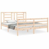 The Living Store Posteljni okvir z vzglavjem 160x200 cm trden les - Posteljni Okvir, (21524037) | Shoptok.si