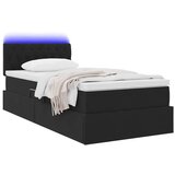  Krevet s prostorom za pohranu s LED-om Crna 90 x 200 cm Baršun | shoptok.hr