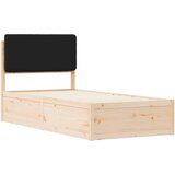 vidaXL Posteljni okvir z oblazinjenim vzglavjem Črna 90 x 200 cm | Shoptok.si