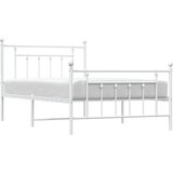  Metalni okvir kreveta uzglavlje i podnožje bijeli 107x203 cm | shoptok.hr