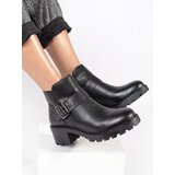 Sergio Leone Black women's leather heeled boots with a decorative buckle by Cijene
