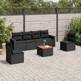 vidaXL 7-dijelni set vrtnih sofa od poliratana s jastucima crni | shoptok.hr
