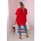 Kesi Cotton shirt with short sleeves, red | shoptok.hr