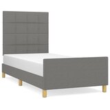 The Living Store Posteljni okvir z vzglavjem temno siv 90x200 cm blago - Posteljni Okvir Z Vzglavjem, (21525663) | Shoptok.si