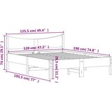 vidaXL Okvir kreveta voštano smeđi 120 x 190 cm od masivne borovine | shoptok.hr