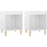  Nočne omarice 2 kosa visok sijaj bele 40x35x50 cm, (20734879) | Shoptok.si