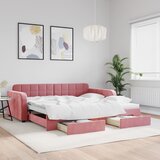  Dnevni krevet na razvlačenje ružičasti 100 x 200 cm baršunasti | shoptok.hr