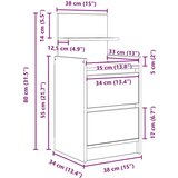 vidaXL Noćni ormarić s 2 ladice bijeli 38x34x80 cm | shoptok.hr