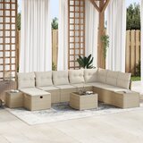 vidaXL 9-delni vrtni sofa set z blazinami bež poliratan | Shoptok.si