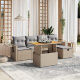 The Living Store Vrtna sedežna garnitura 6-delna z blazinami bež poli ratan - Vrtna Sedežna Garniture, (21427378) | Shoptok.si