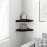  Plutajuće kutne police 2 kom sjajne crne 35 x 35 x 3,8 cm MDF | shoptok.hr